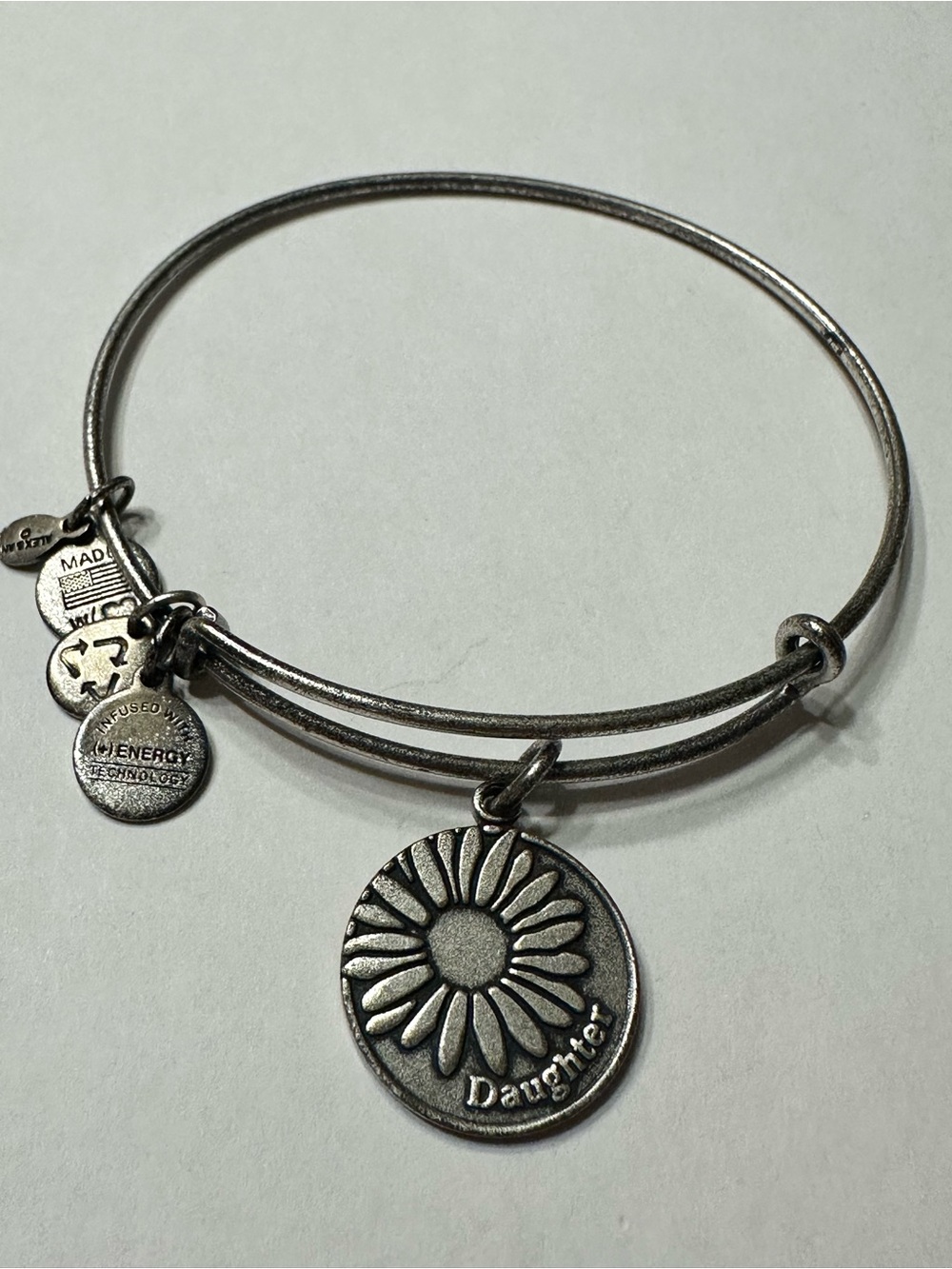 Alex and Ani Silver 'Daughter' Daisy Charm Bangle